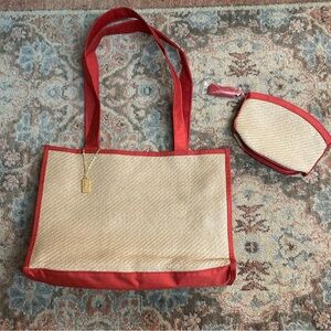 YSL Perfumes Straw Shopping Tote and cosmetics bag new